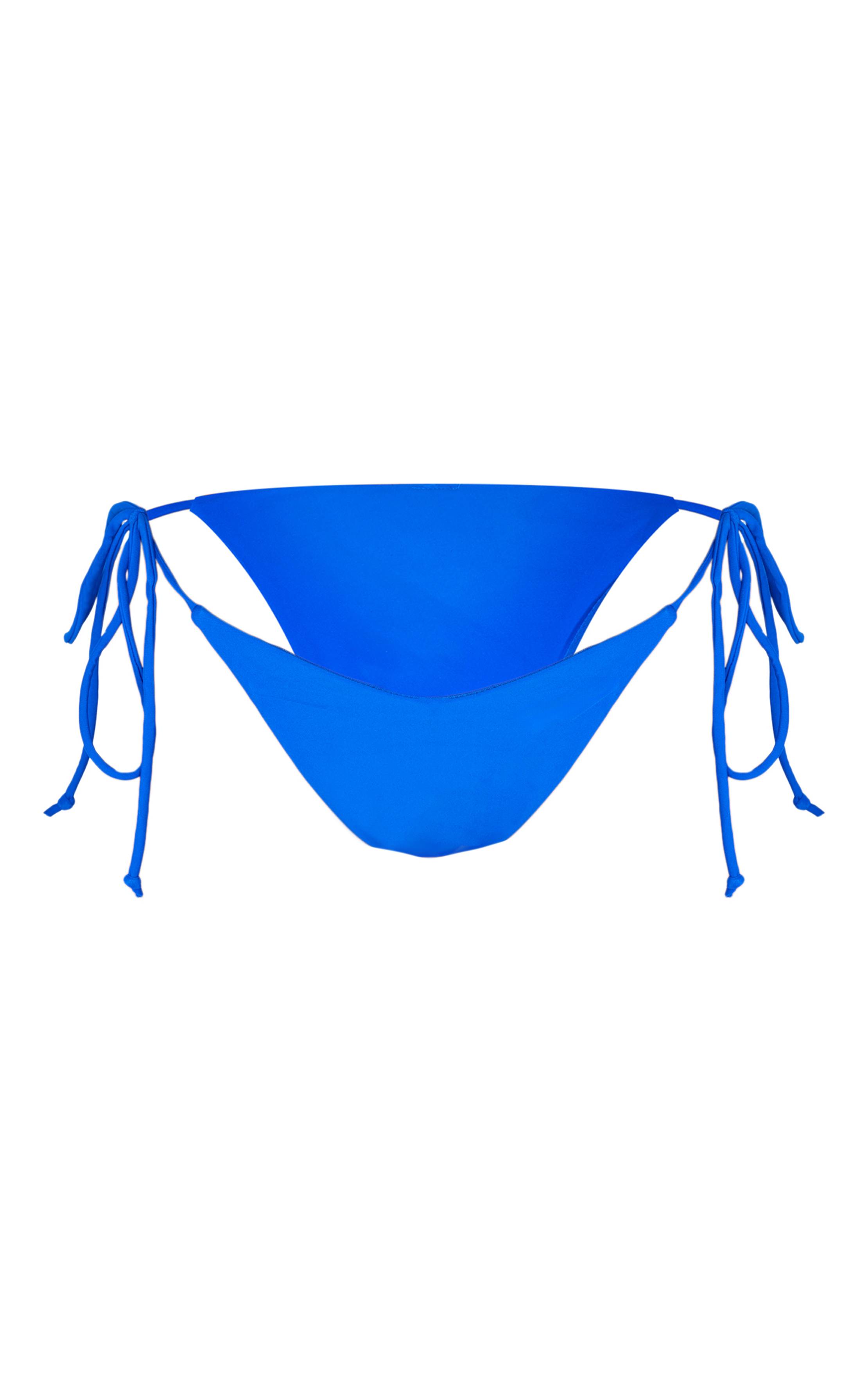 Bleu Cobalt Bas De Bikini Blanc À Liens Latéraux Et Décolleté En V