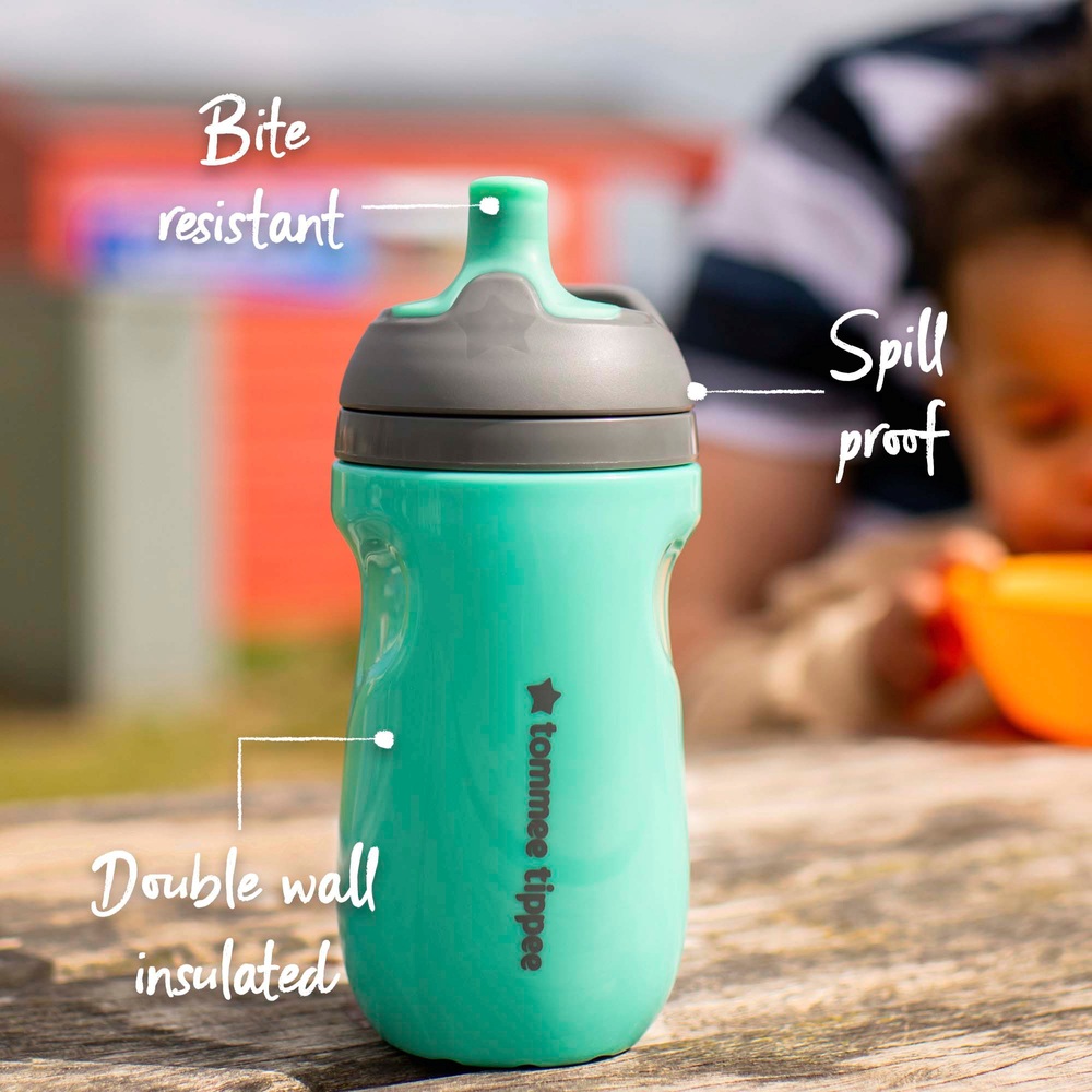 Tommee Tippee Isolierte Sportee Trinkflasche ab 12 Monaten, 2er-Pack, Grün & Türkis