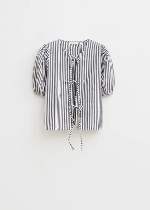 Blouse met strik details grijs (GRS)