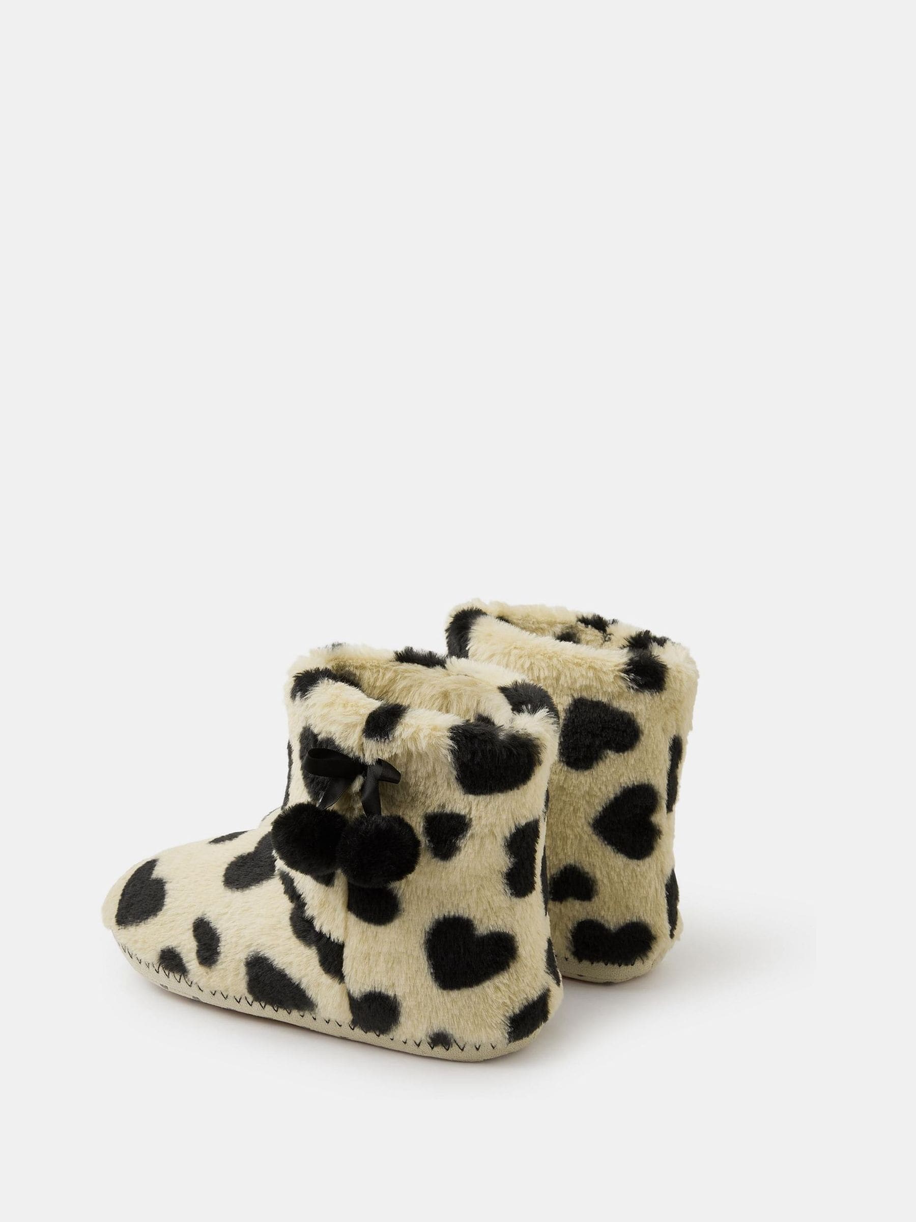 Accessorize Fluffy Heart Print Slipper Boots