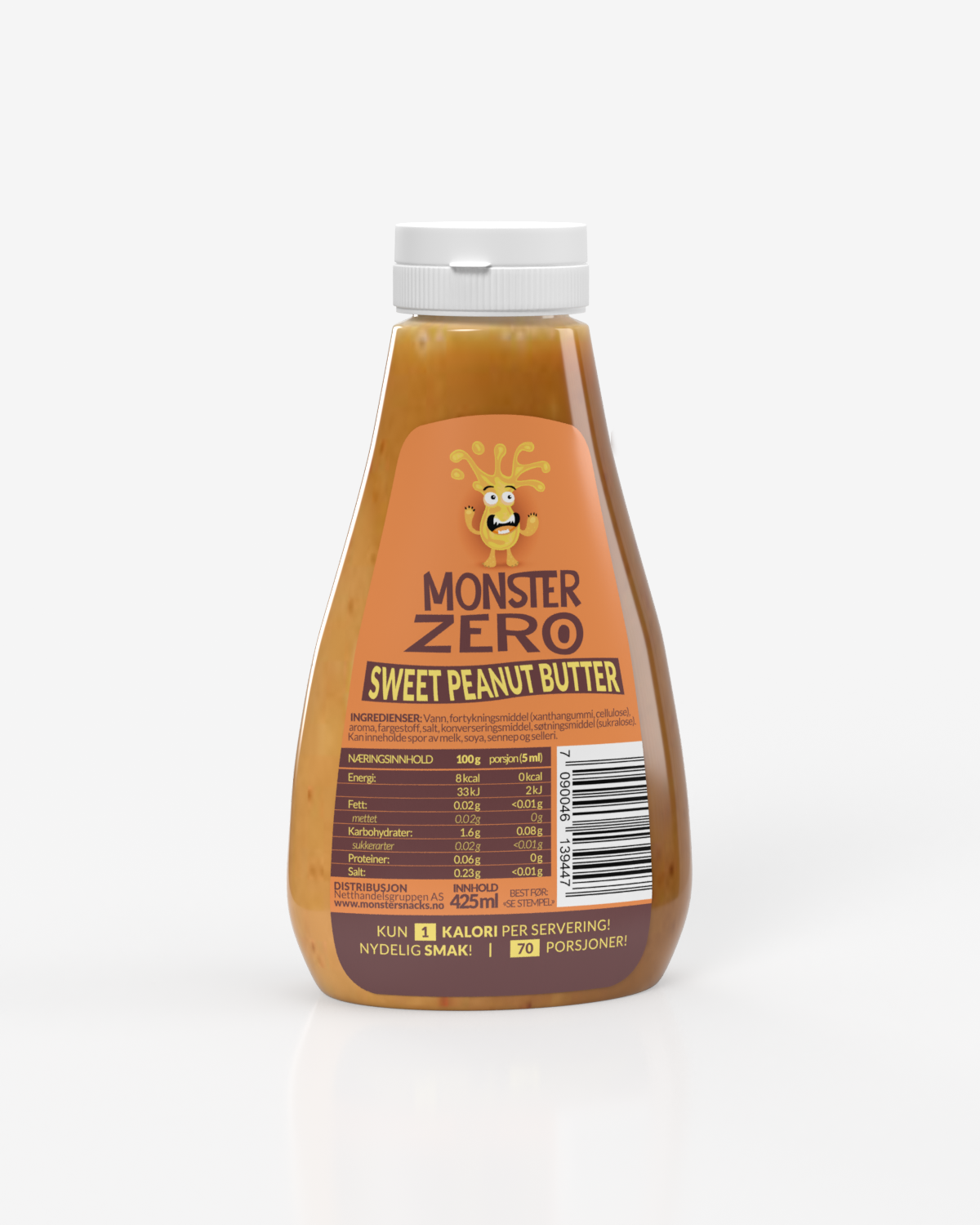 3x Monster Zero Calorie Syrup - Sweet Peanut Butter 425ml - TREPAKNING!
