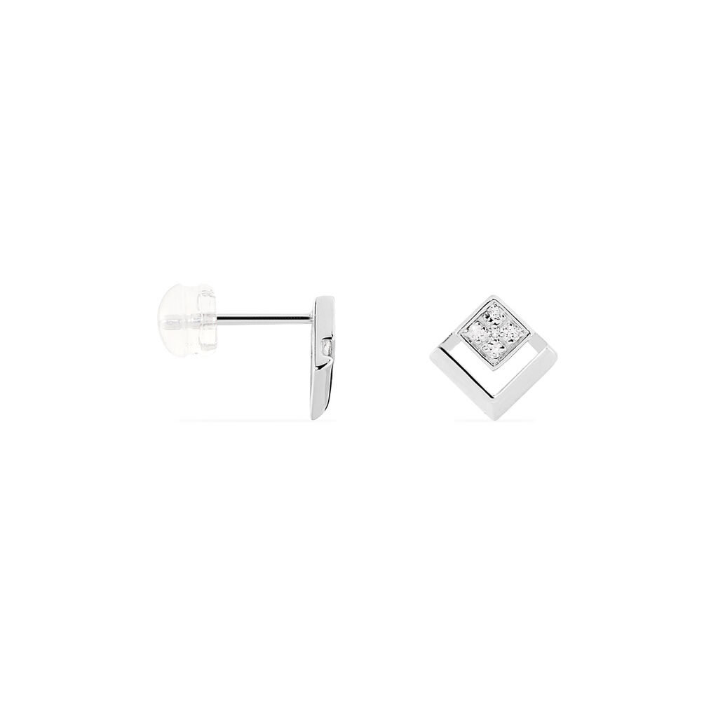 Boucles D'oreilles Puces Liana Or Blanc Diamant