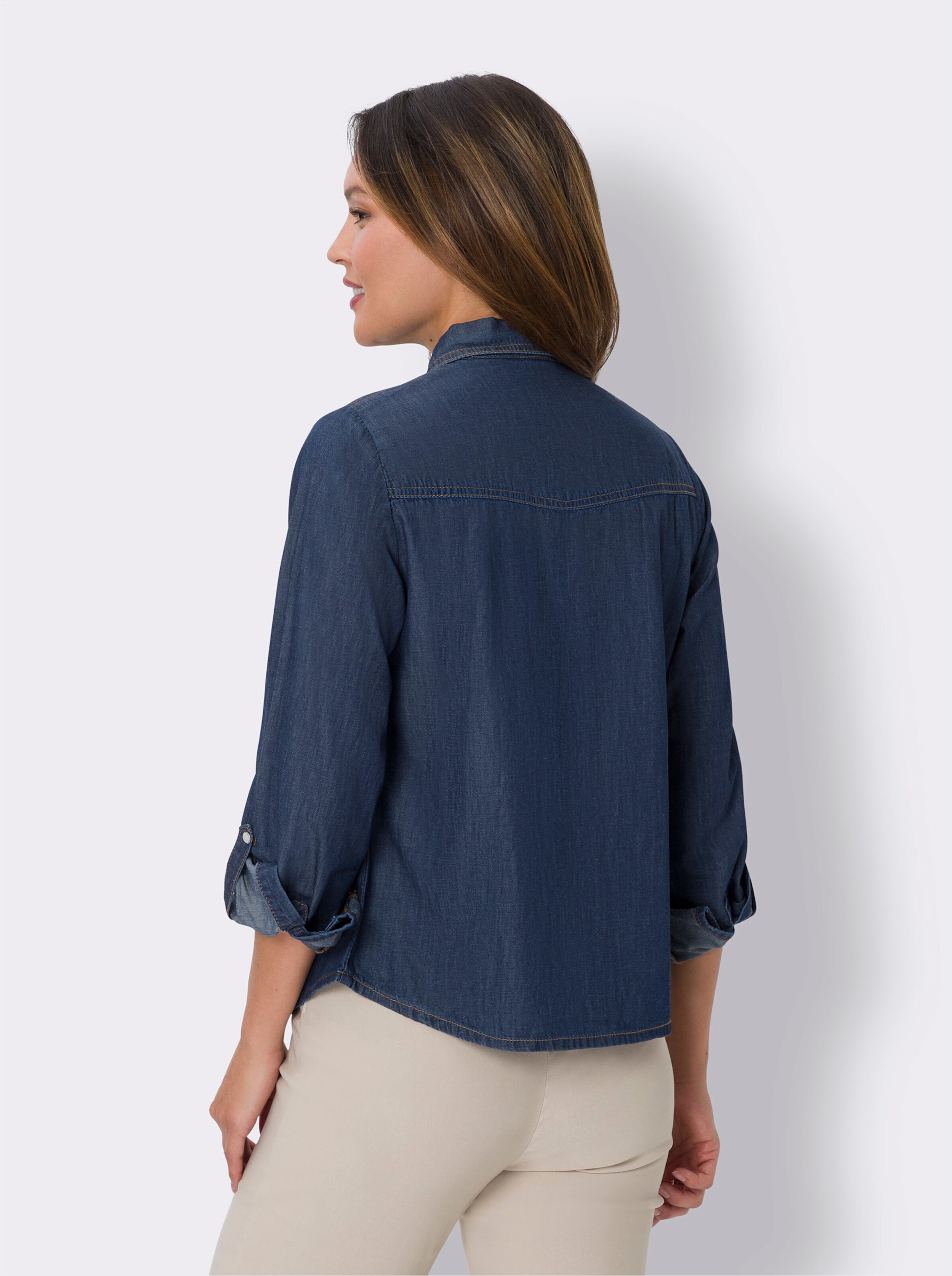 Jeansbluse mit Druckknöpfen