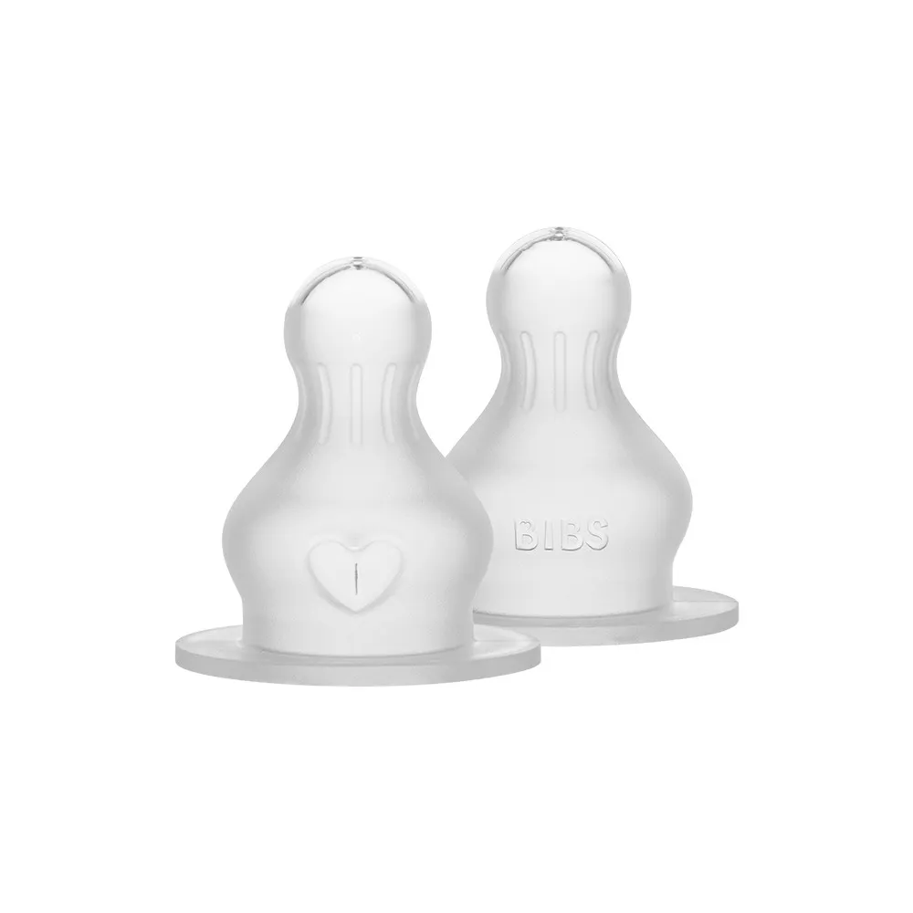 BIBS Baby Bottle Nipple Round Silicone Fast Flow - 2 stk.