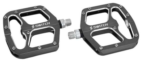 PEDALE VTT DESCENTE - BMX SWITCH GAP ARGENT ALU FILETAGE 9-16 AVEC PICOTS ARGENT (PAIRE)