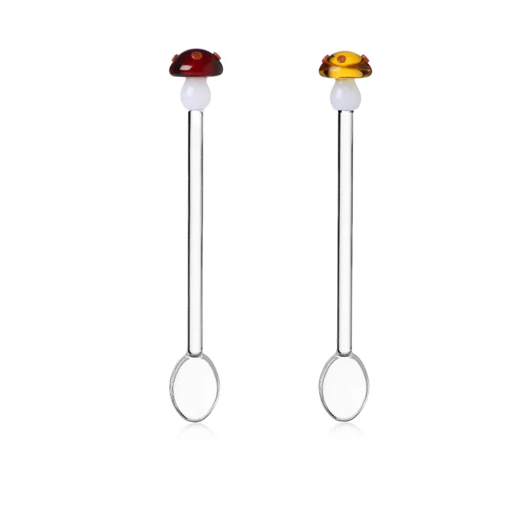 Ichendorf Milano Cuillères en verre Mushroom - Set de 2 | Rouge