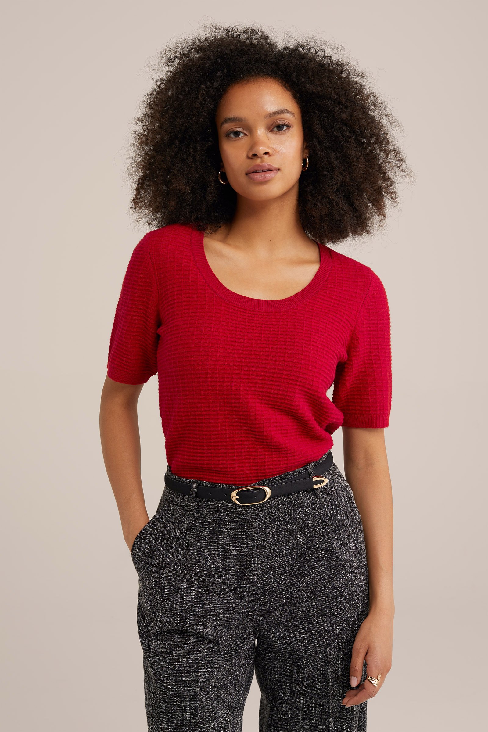 trui met structuur WE Fashion Felrood