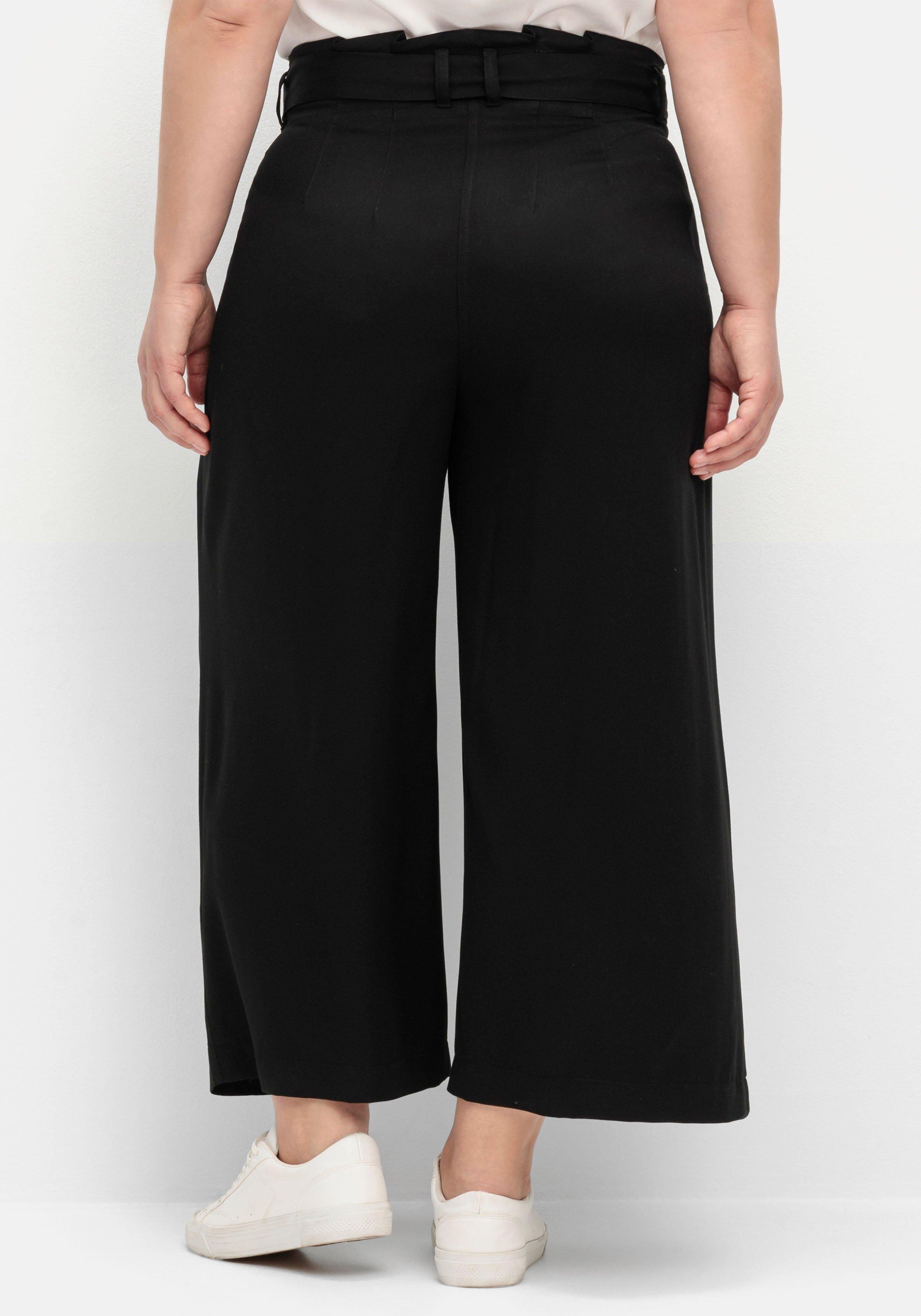 Culotte mit High-Waist-Bund und Stoffgürtel