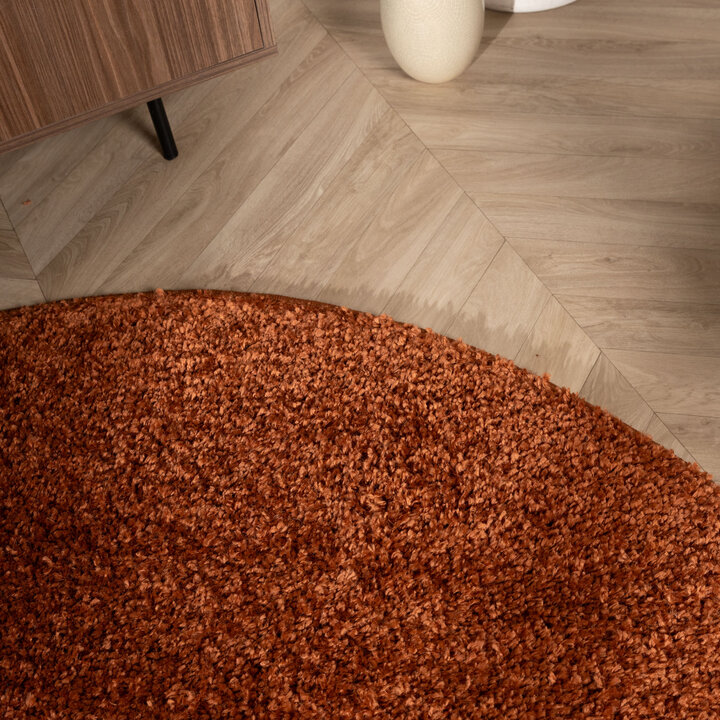 Rond Hoogpolig vloerkleed - Wish Terracotta