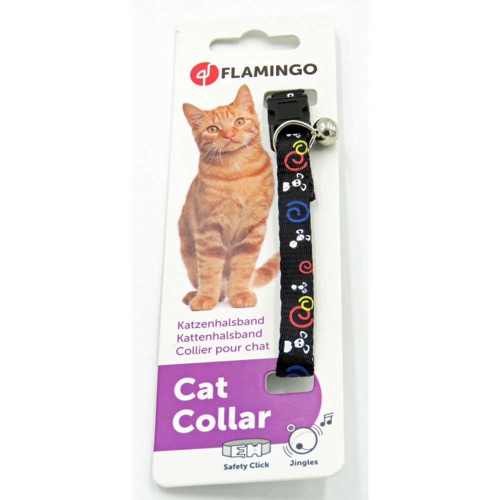 Collier réglable de 20 à 35 cm noir avec motif souris pour chat