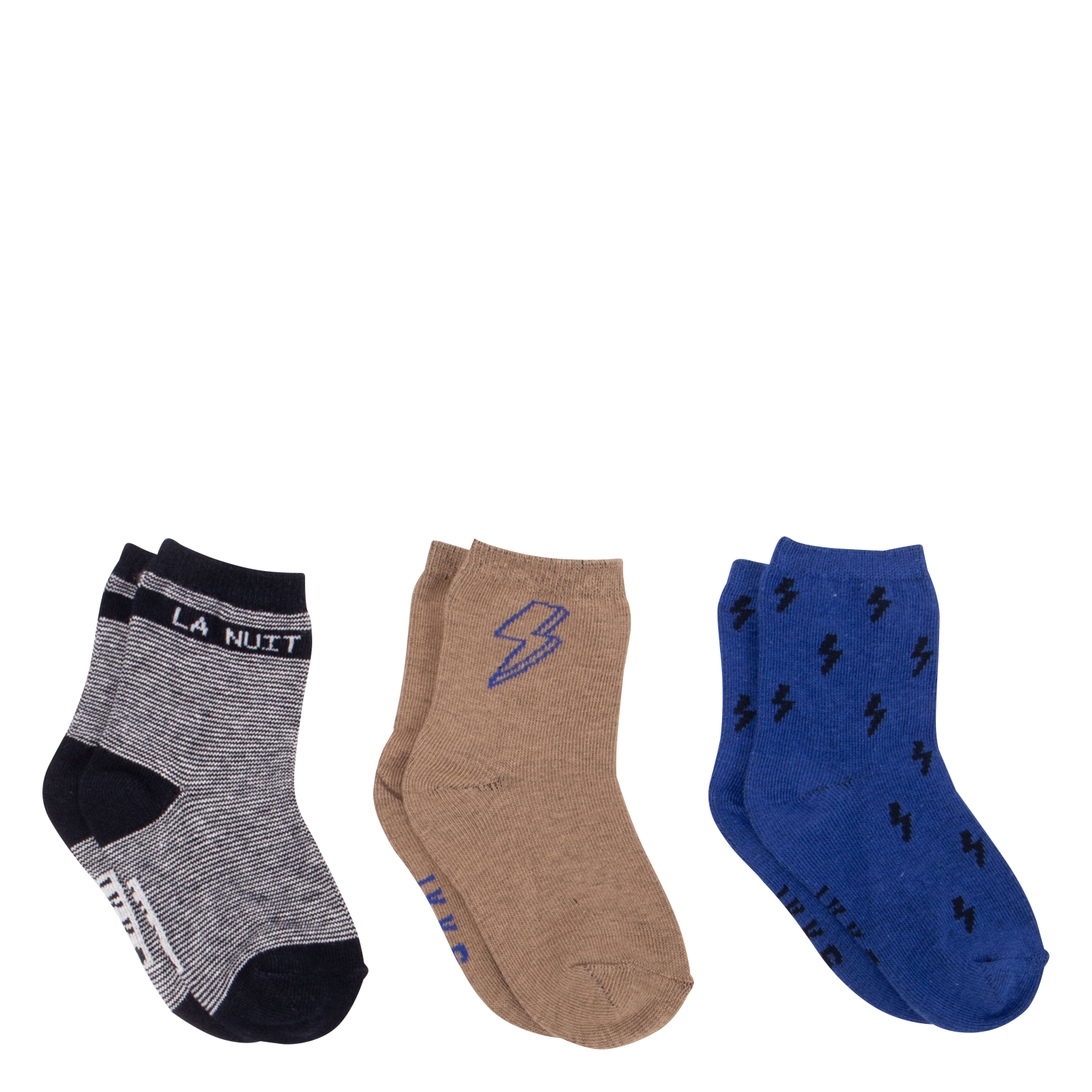 Lot de trois paires de chaussettes en coton mélangé | Bleu