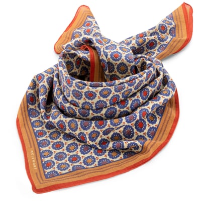 Halstuch N° 715 Floral, Braun-Blau-Rot