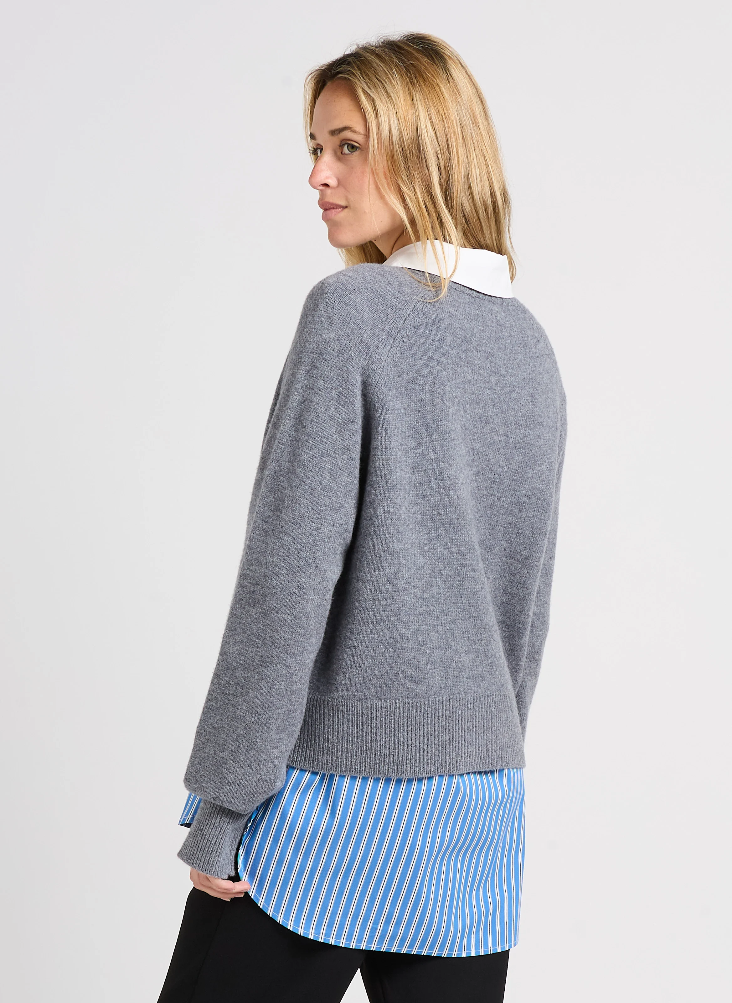 PAULVAR - Pull col rond en laine | Noir