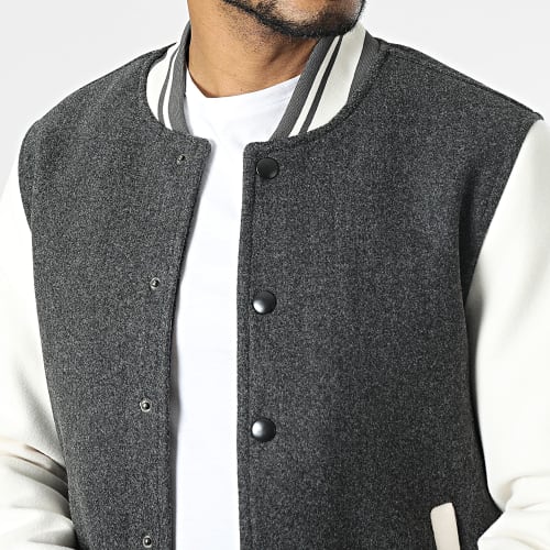 Veste Teddy Gris Blanc