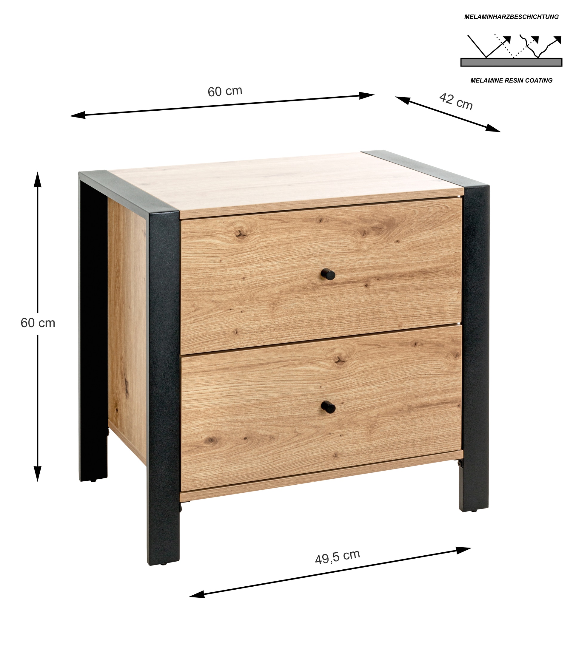 Konsole 60 x 42 cm braun/schwarz