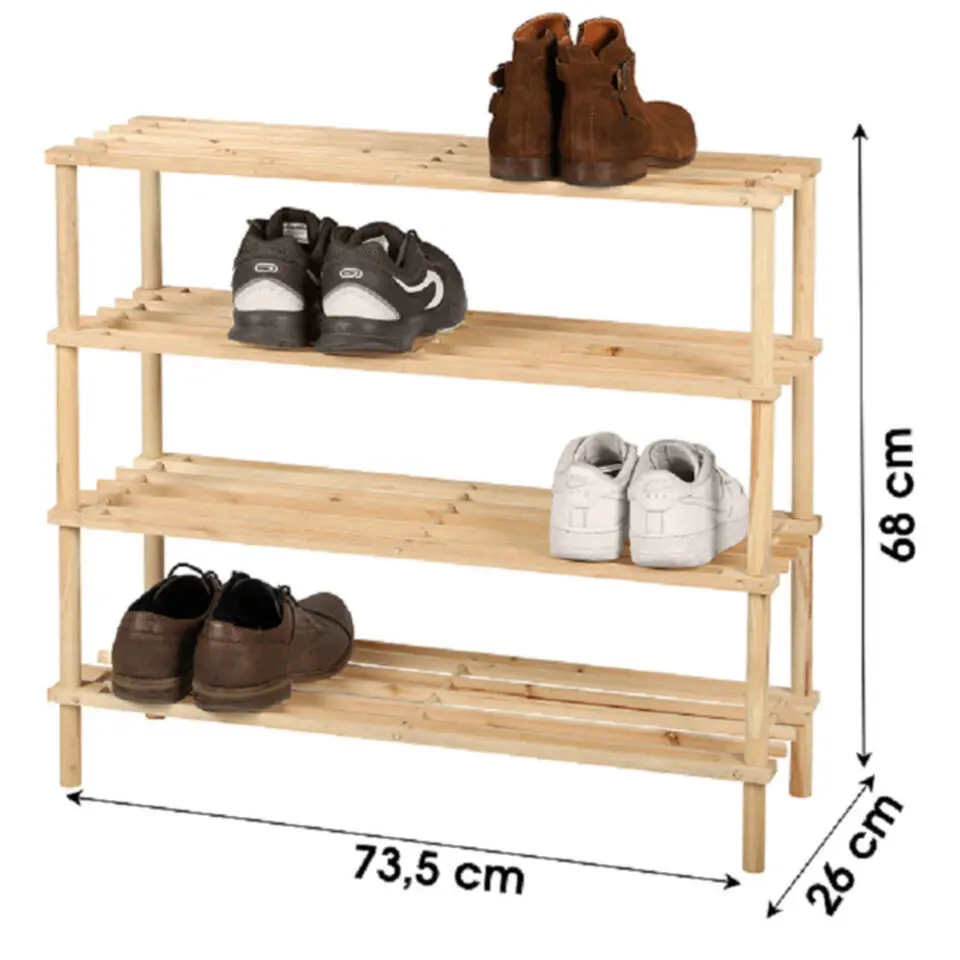 Urban Living Schoenenrek - lichtbruin - 12x paar schoenen - hout