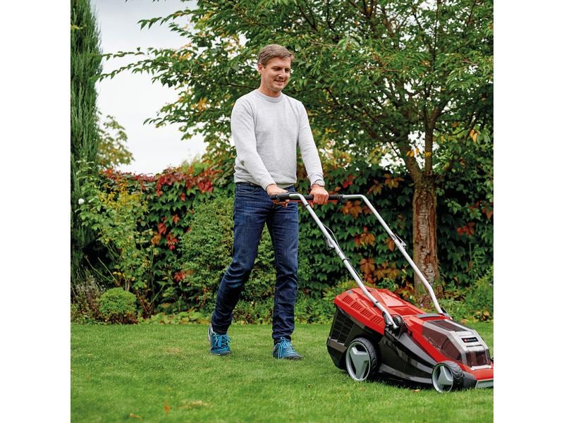Einhell Akku-Rasenmäher GE-CM 36/36 Li (2 x 4.0 Ah) Rasenmäher mit zwei Akkus und zwei Ladegeräten