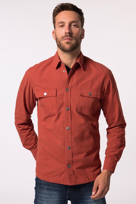 JP 1880 Canvas-Hemd, Langarm, Kentkragen, Modern Fit, bis 8 XL
