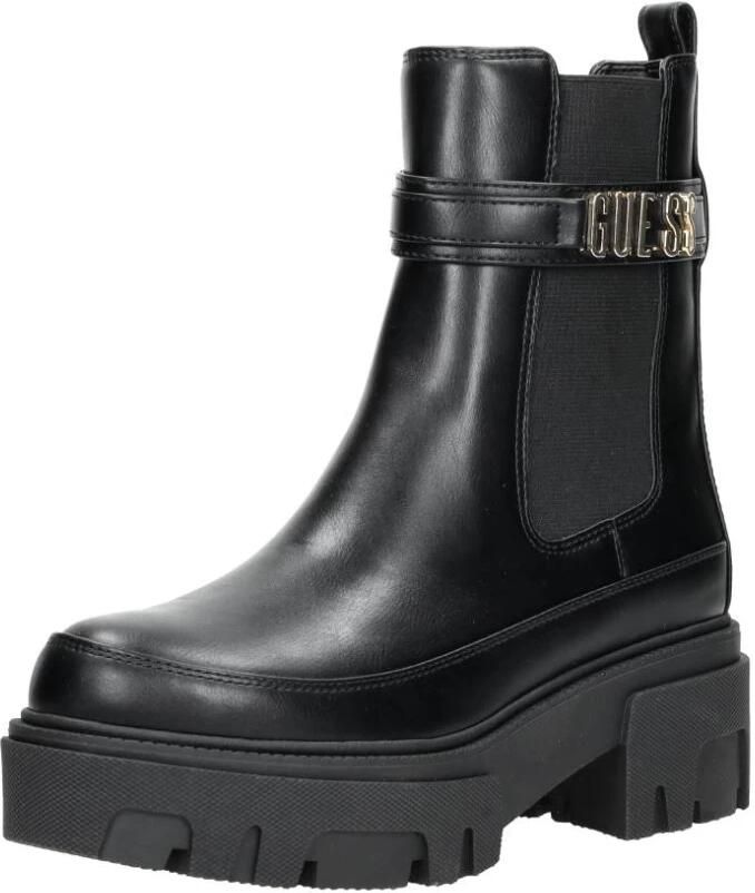 Guess PU Leren Laarzen Noir Tons Ronde Neus Sleehak Black Dames