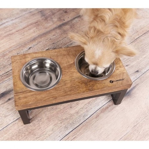 Alimentador para animais de estimação Flamingo Tommy com duas tigelas removíveis.