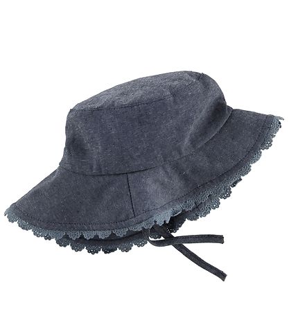 Melton Sommerhut - UV30 - Denim m. Spitze