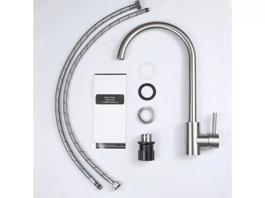 NETTLIFE robinet de cuisine robinet haute pression robinet d'évier de cuisine en acier inoxydable pivotant à 360°