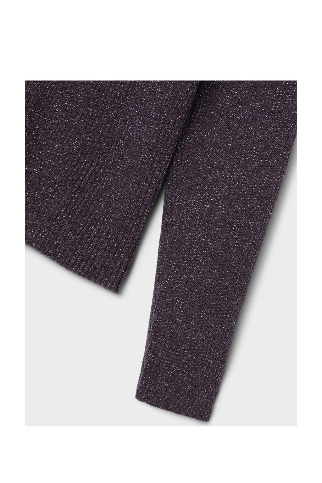 NAME IT top NKFPRIAGLITTER met glitters aubergine