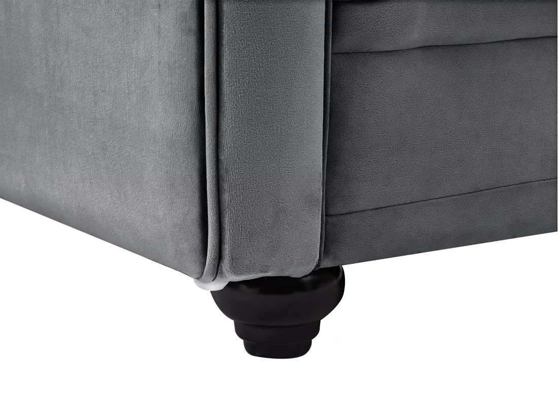 Canapés 3 places et 2 places et fauteuil en velours anthracite CHESTERFIELD