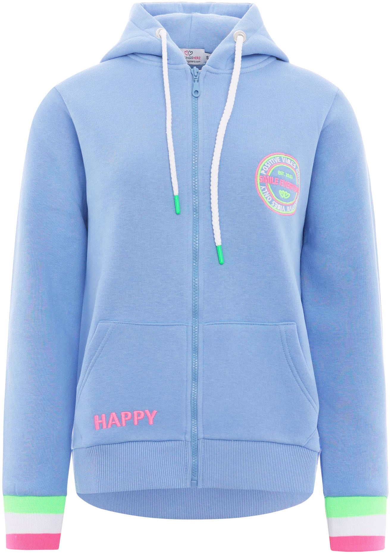 Zwillingsherz Sweatjacke , Kapuze, Regular Fit, Langarm, Stickerei am Rücken, Reissverschluss