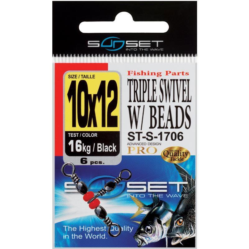 Emerillon Rotatif Mer Sunset Triple Swivel W / Beads St-S-1706 - Pack