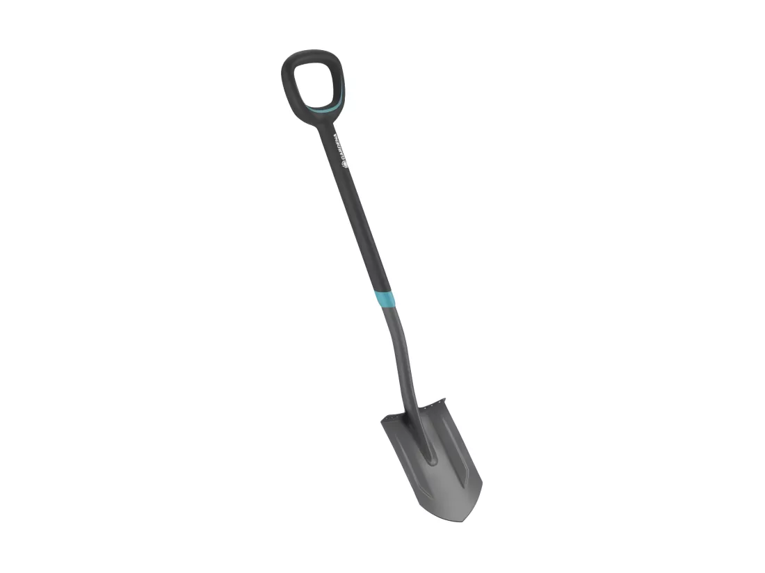 Beche a bord pointu ErgoLine – Poignée ergonomique en D – Repose pied large – Longueur 117cm – Garantie 25 ans