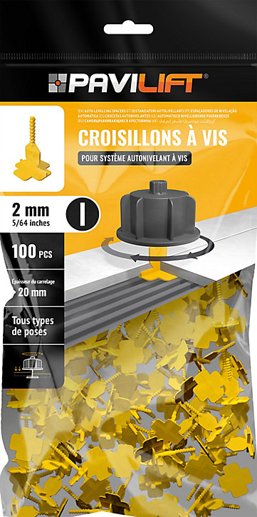 Sachet de 100 croisillons autonivelants 2 mm en I Pavilift®