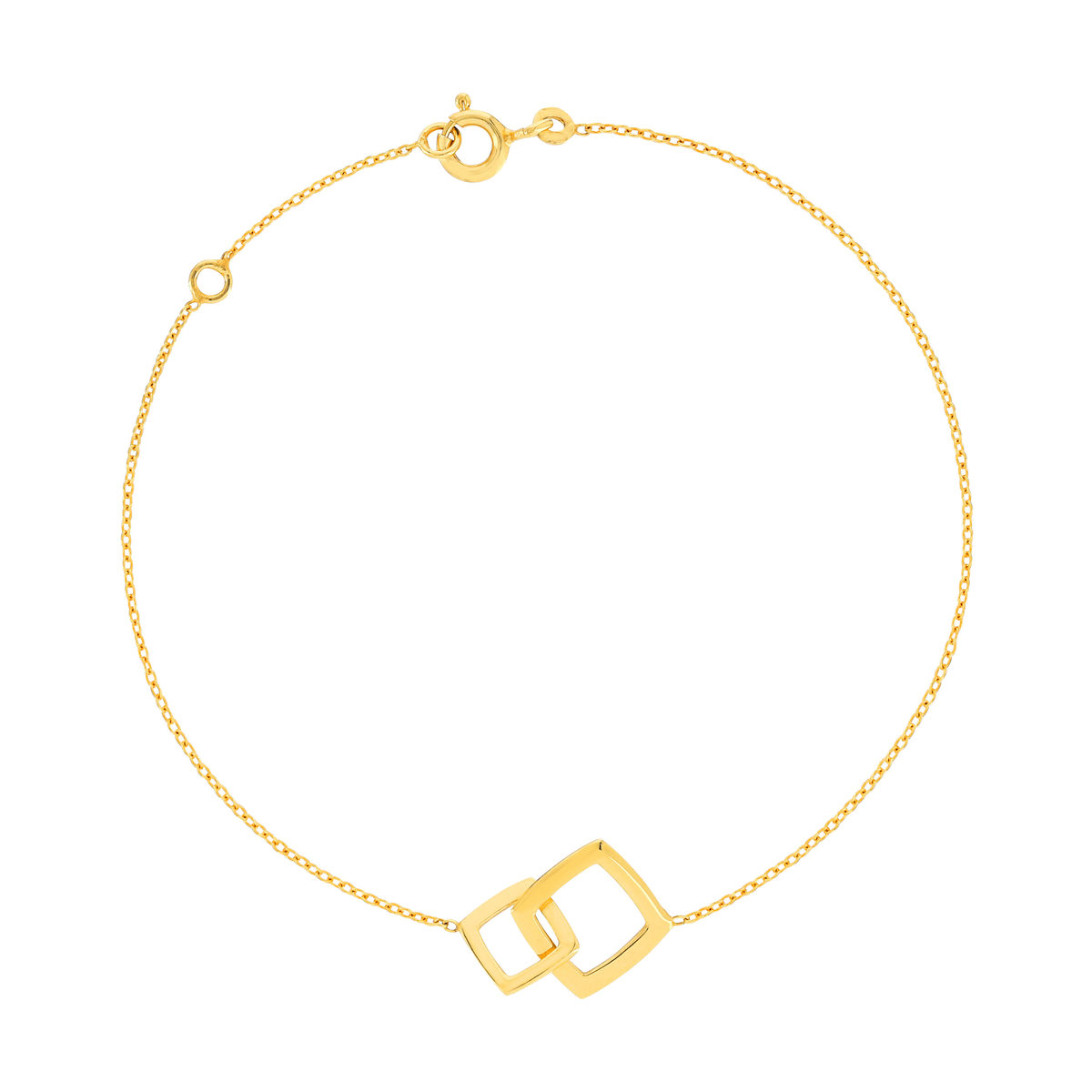 Bracelet or jaune 375 18 cm motif carrés entrelacés