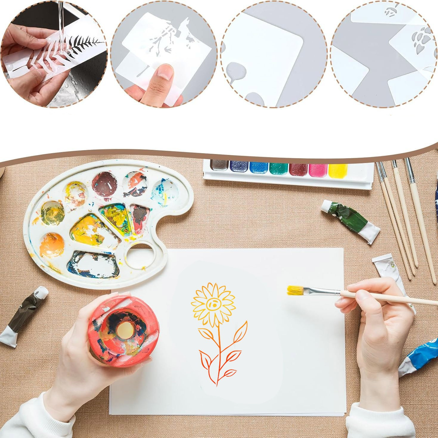 (12er Set) 25x12.5cm Zeichen Schablonen Wiederverwendbare DIY Mal Vorlagen - Pflanzen