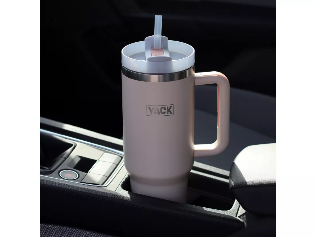 Yack - Gobelet Yack 1.2l En Acier Inoxydable Rose Poudre Couvercle+paille