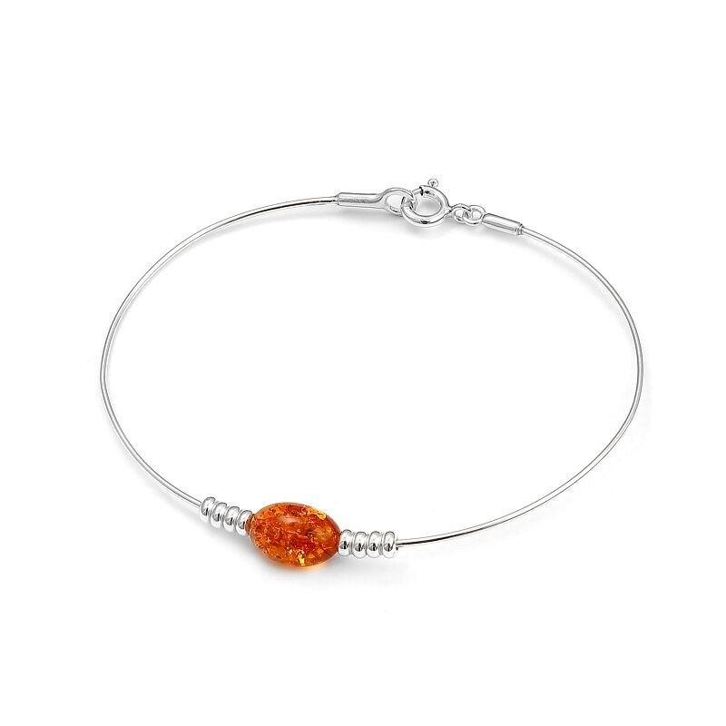 Bracelet rigide ambre argent