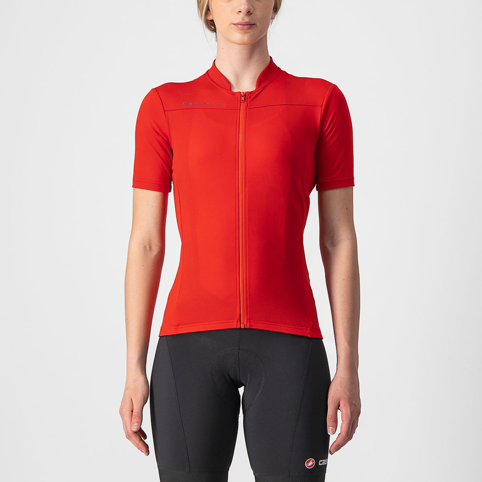 Castelli Anima 3 Fietsshirt Korte Mouwen Rood/Zwart Dames