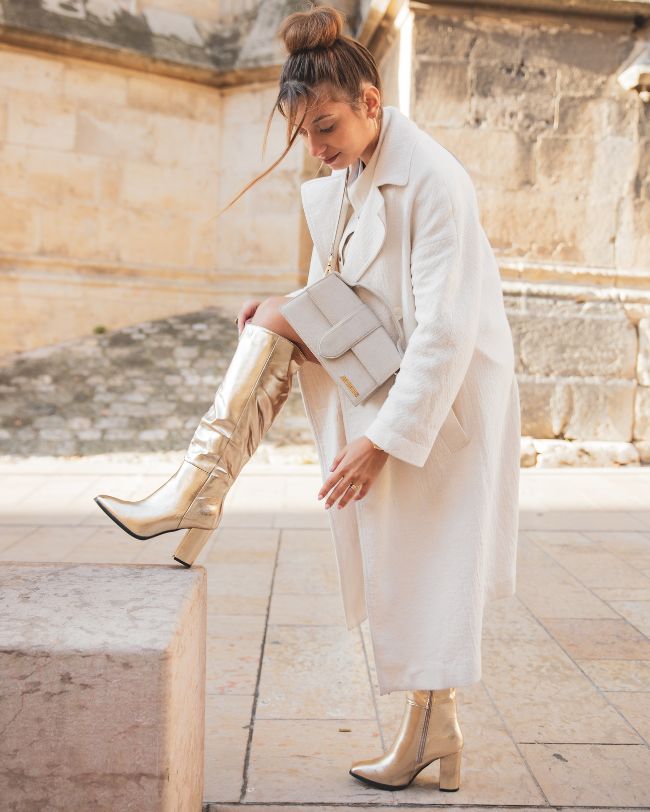 Bottes femme dorées à talon - Elya