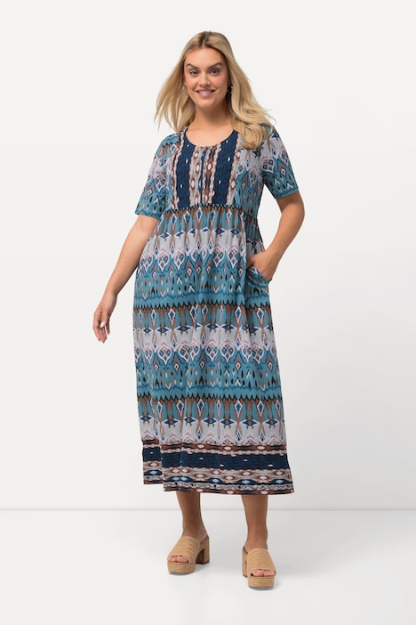 Maxikleid, A-Linie, Rundhals, Zipper, Halbarm