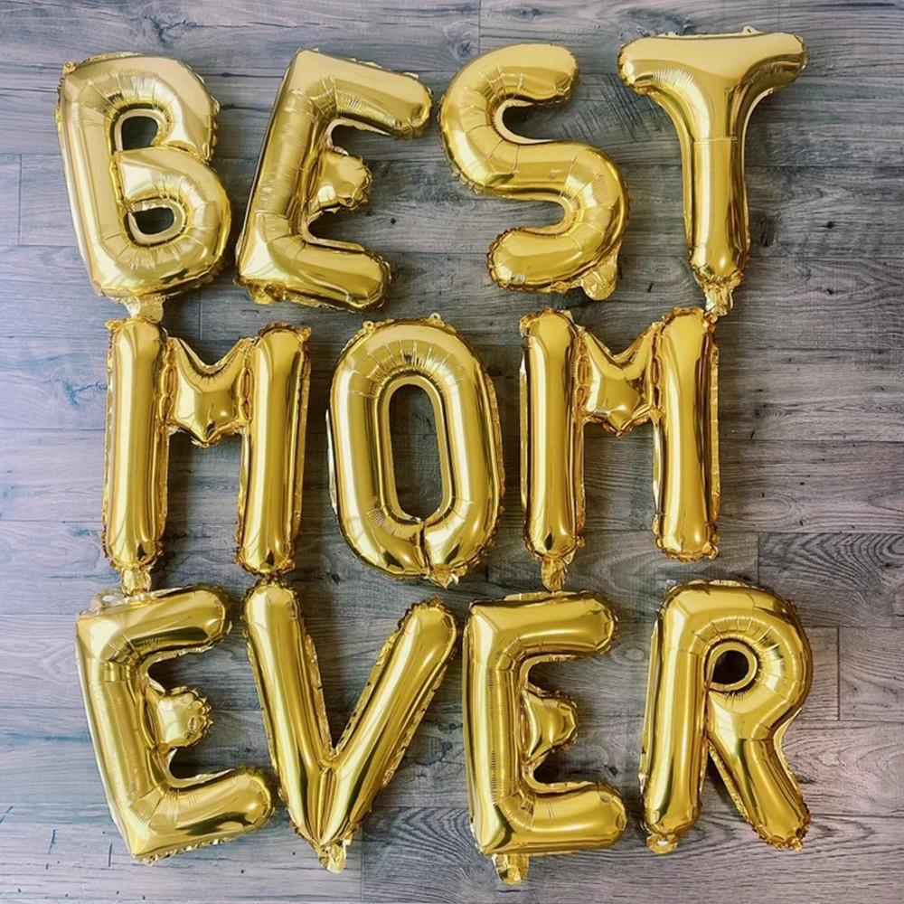 (40cm) Best Mom Ever Ballon Girlande Party Dekoration Muttertag Folienballons - Silber