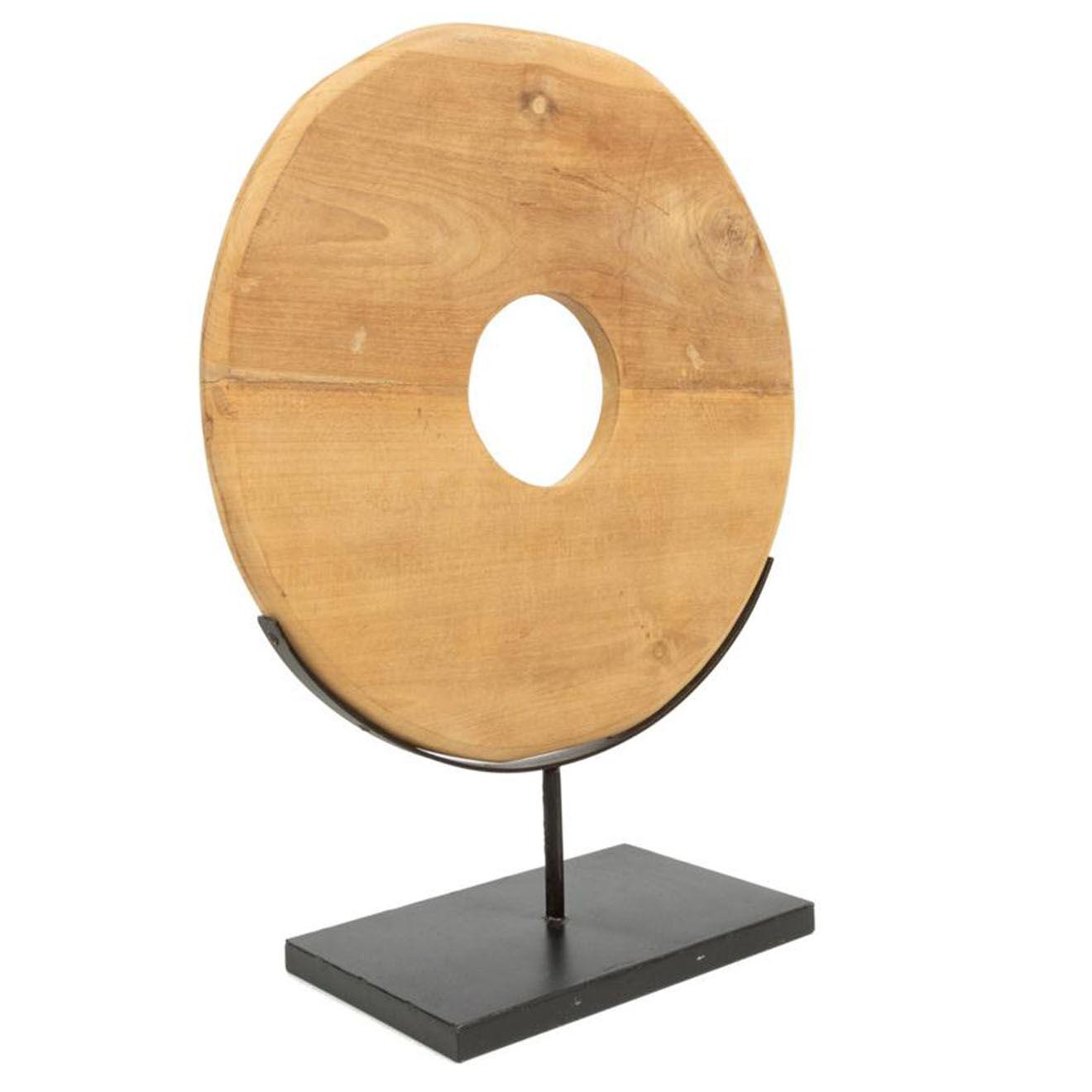 Bazar Bizar Disque en teak à poser M beige - 38x12x50 cm