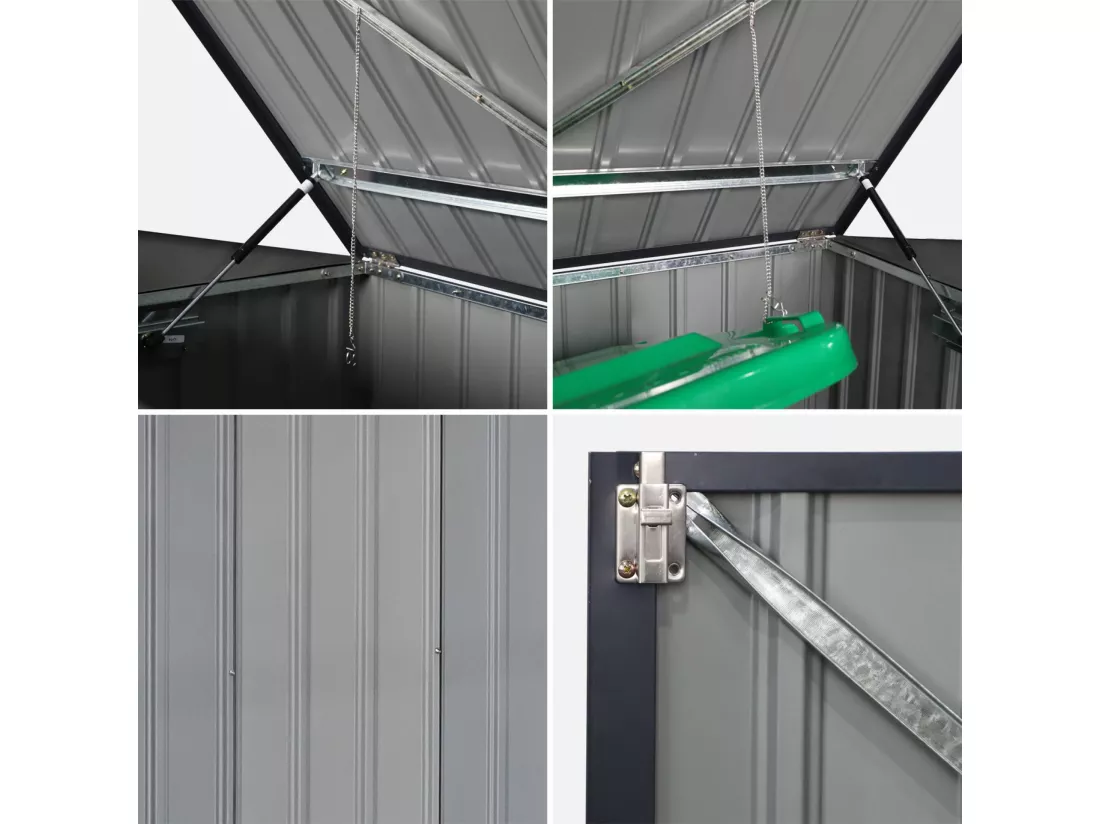 Cache poubelle double couleur gris anthracite. 1.75m²