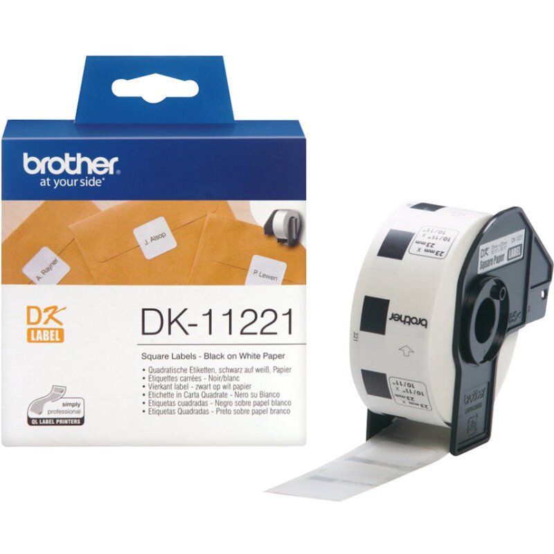 Brother DK-11221 - Rouleau d'étiquettes original – Noir sur blanc, 23 x 23 mm