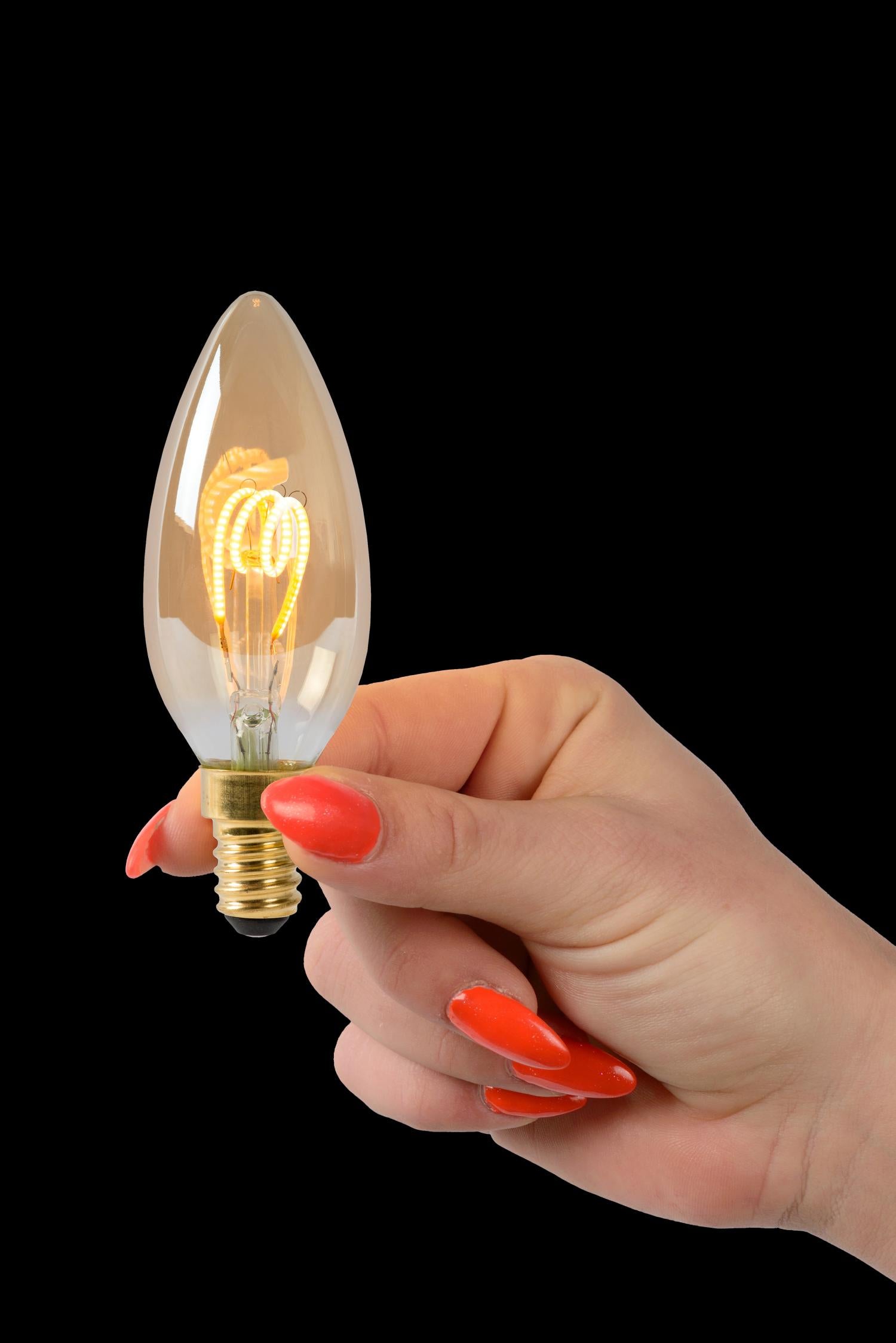 C35 LED lichtbron E14 3W 2200K amber dimbaar