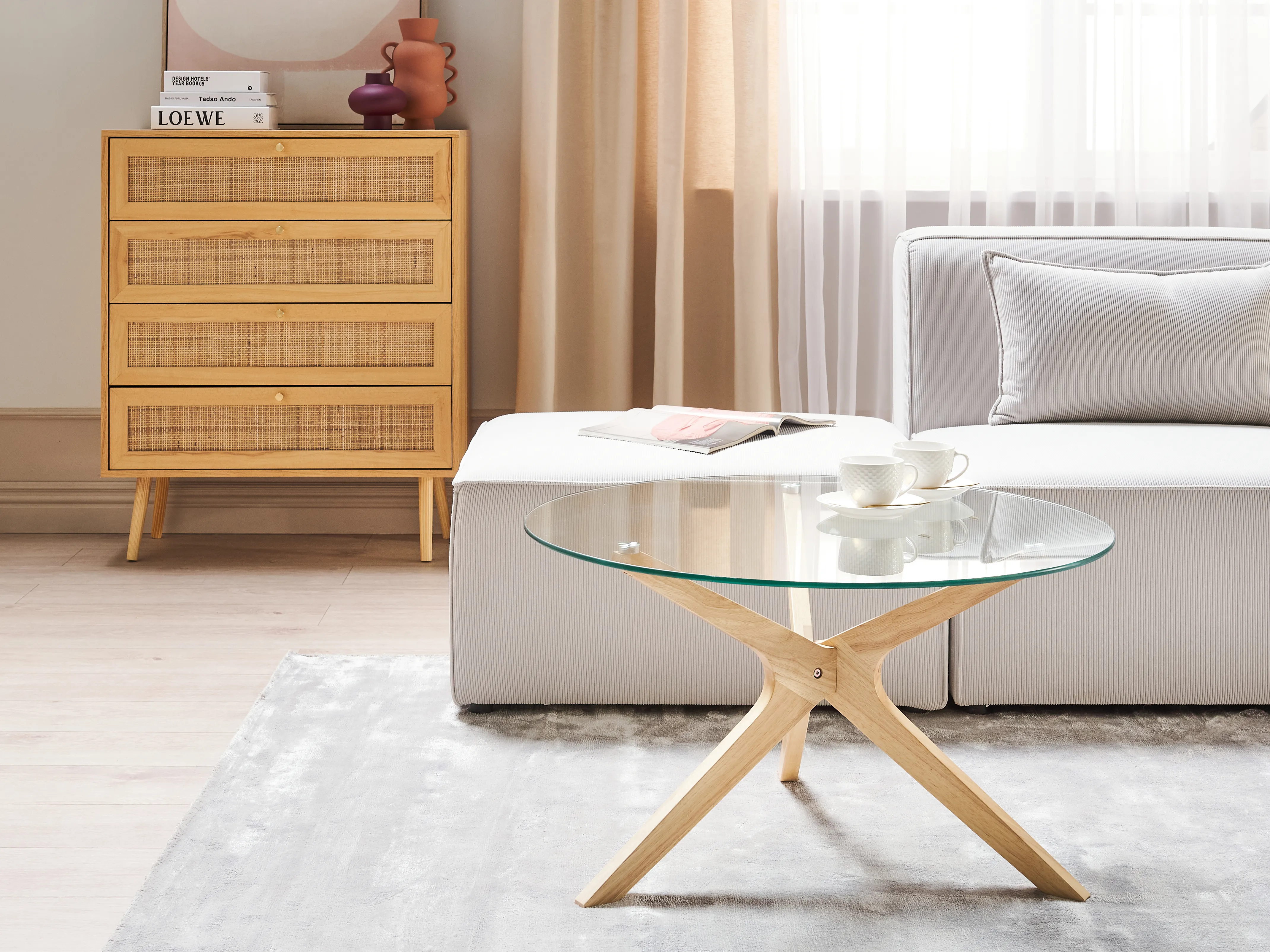 Salontafel VALLEY Veiligheidsglas Lichtbruin