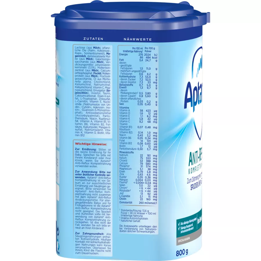 Aptamil Komplettnahrung Anti-Reflux 4 x 800 g ab der Geburt