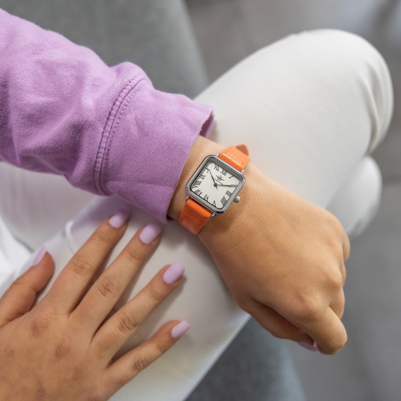 Coffret montre Femme M. JOHN bracelet Cuir Orange