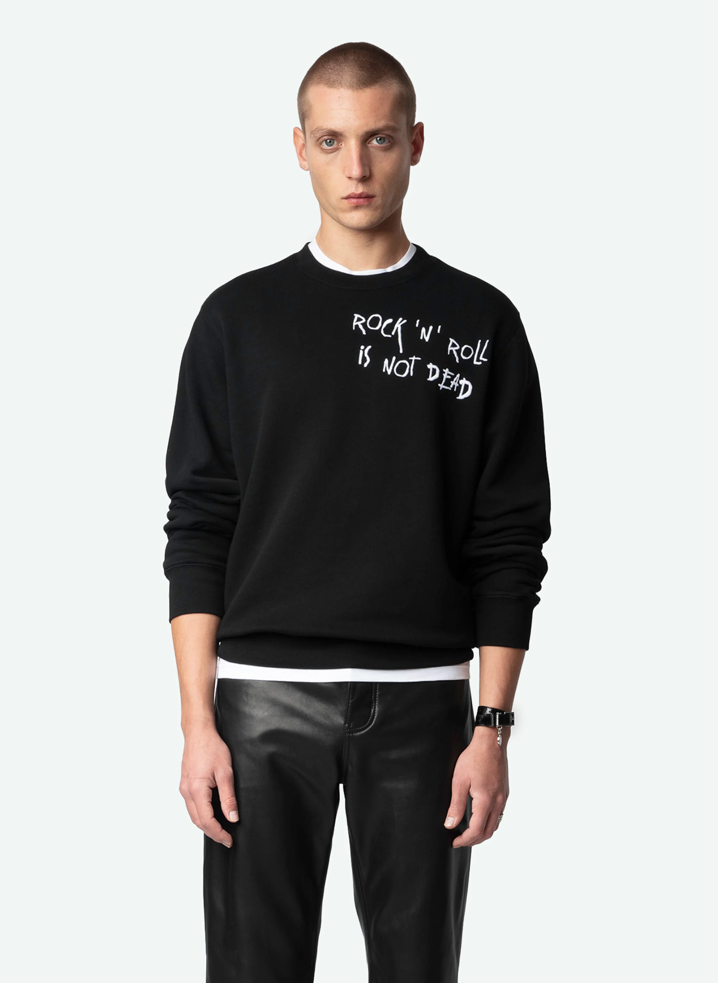 AIME MO ROCK N ROLL - Sweat brodé en coton| Noir