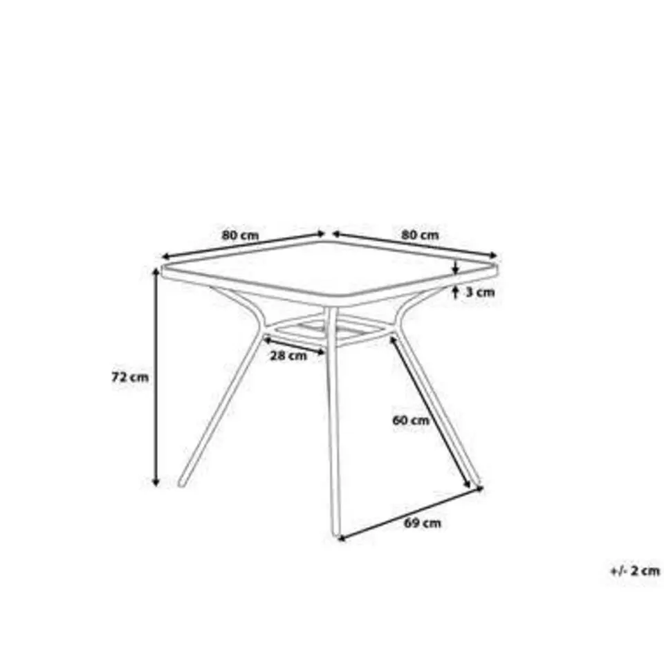 LIVO - Tuintafel - Zwart - 80 x 80 cm - Staal