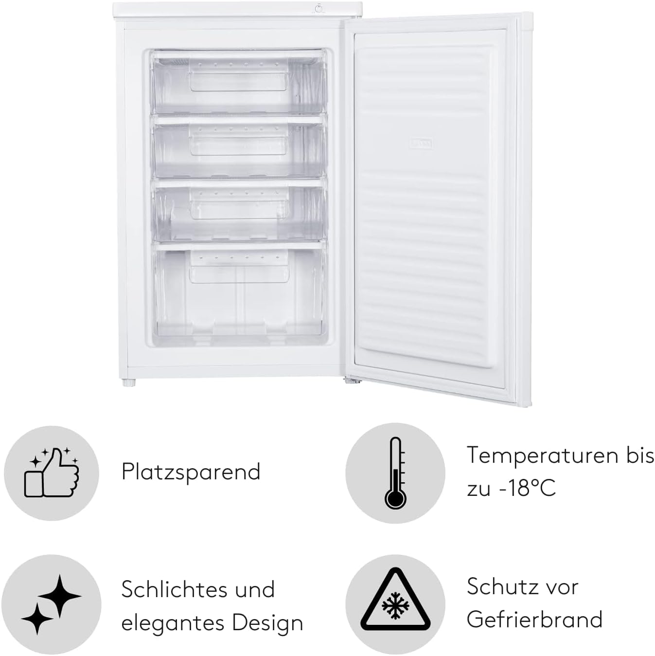 [ Test SEHR GUT, Note 1.1 *] WIGGO Gefrierschrank weiss 92 Liter ohne Display & 4 Schubladen, Tiefkühlschrank mit Frost Reverse Zone, Standgefrierschrank, Gefriergerät freistehend Gefrierschränke